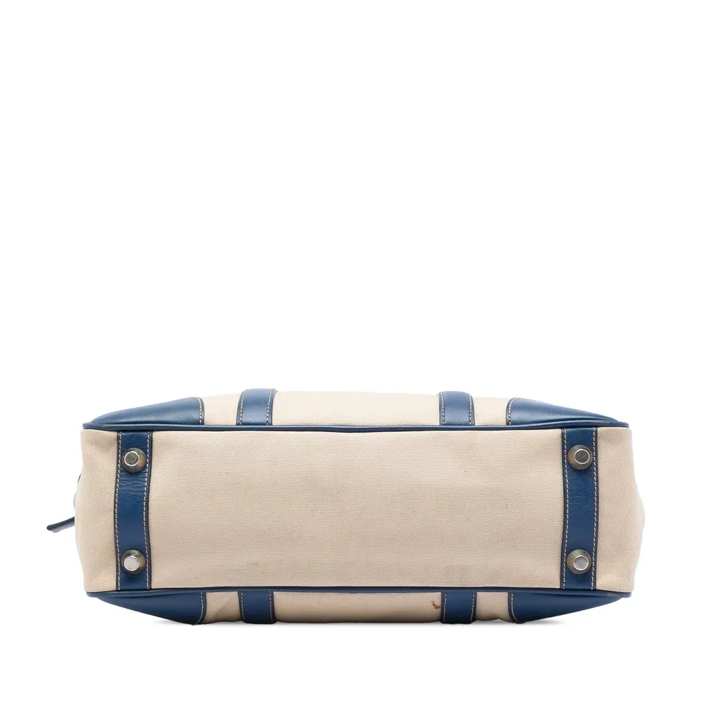 Prada Saffiano Trimmed Canvas Briefcase Beige Very good - Inside View