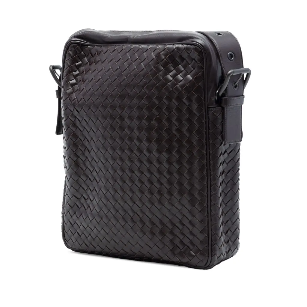 Bottega Veneta Nappa Intrecciato Front Pocket Crossbody Brown Leather Very good - Back View