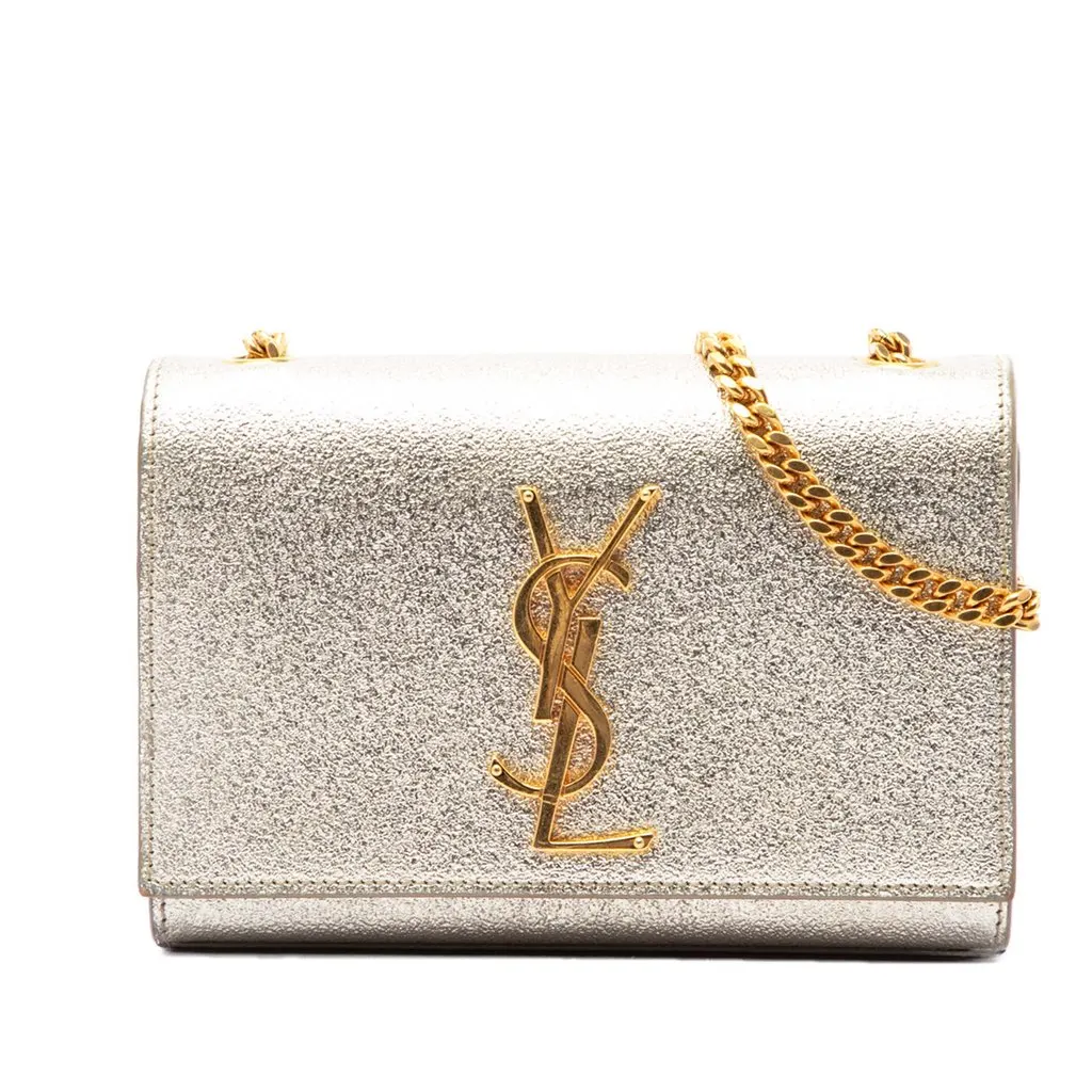 Saint Laurent Small Metallic Calfskin Monogram Kate Crossbody Gold Leather Very good - Front View