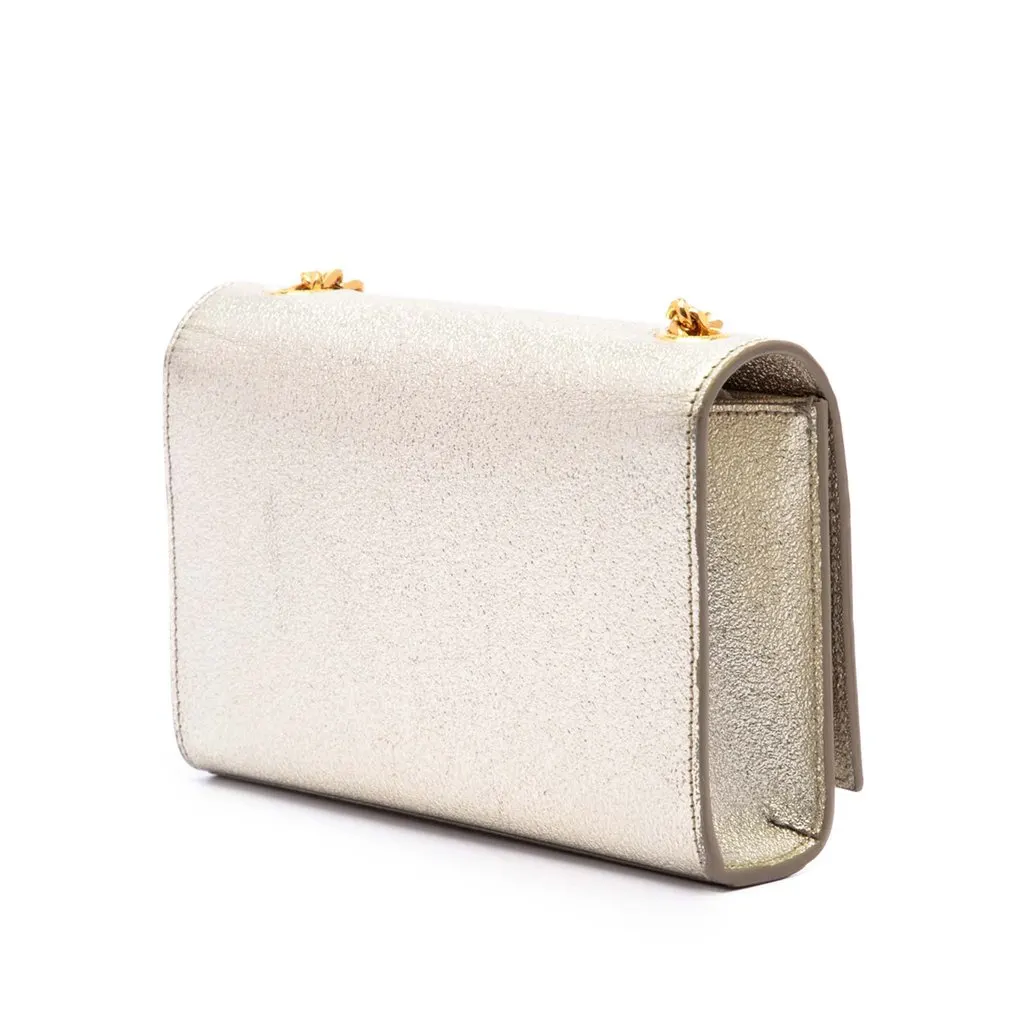 Saint Laurent Small Metallic Calfskin Monogram Kate Crossbody Gold Leather Very good - Back View
