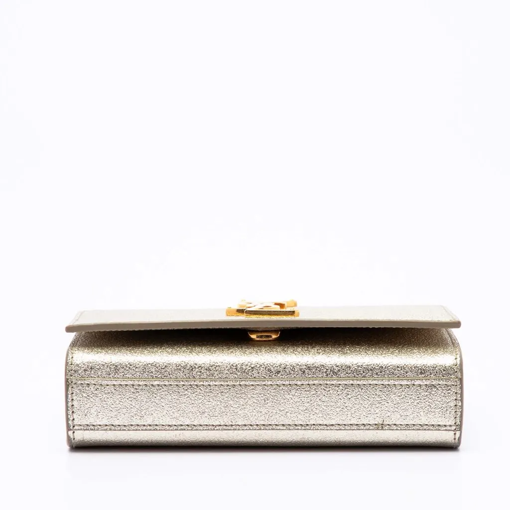 Saint Laurent Small Metallic Calfskin Monogram Kate Crossbody Gold Leather Very good - Inside View