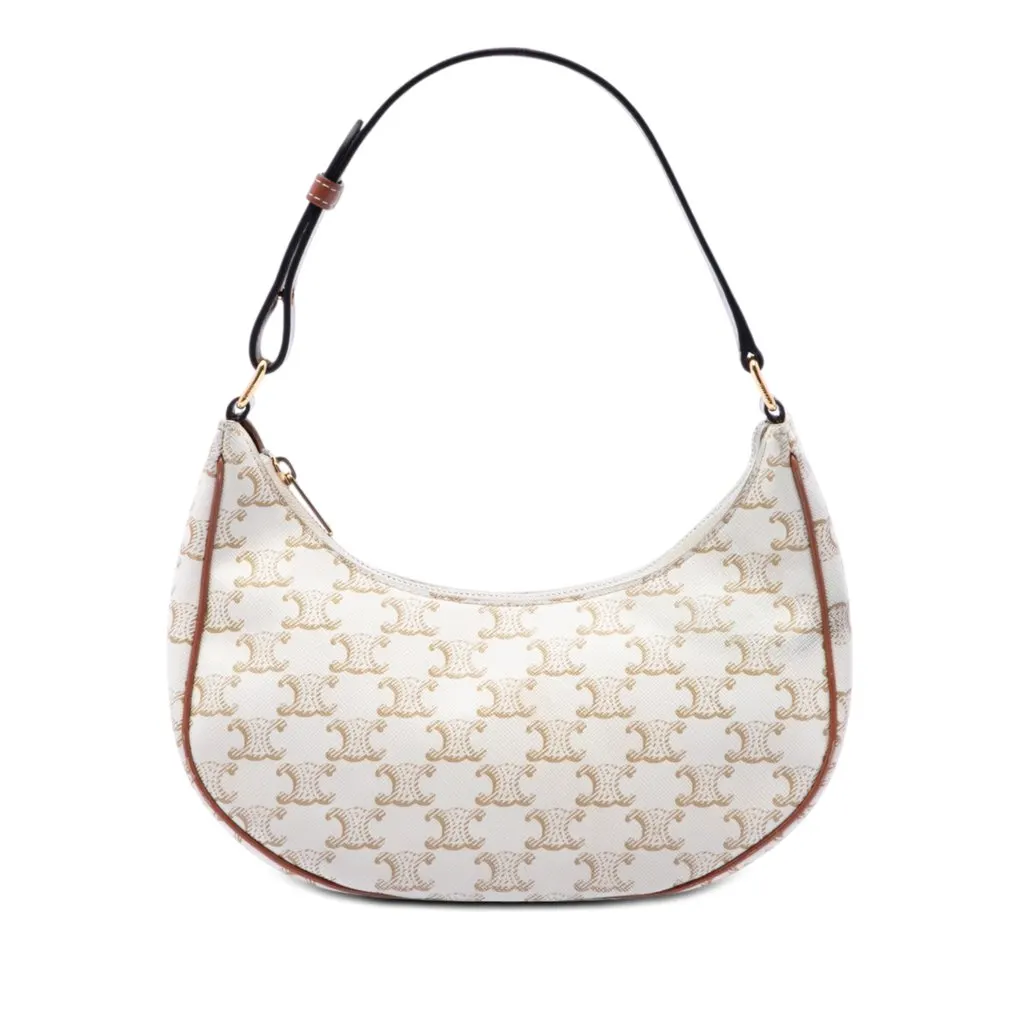 Celine Triomphe Coated Canvas Ava Shoulder Bag Brown Very good - Front View