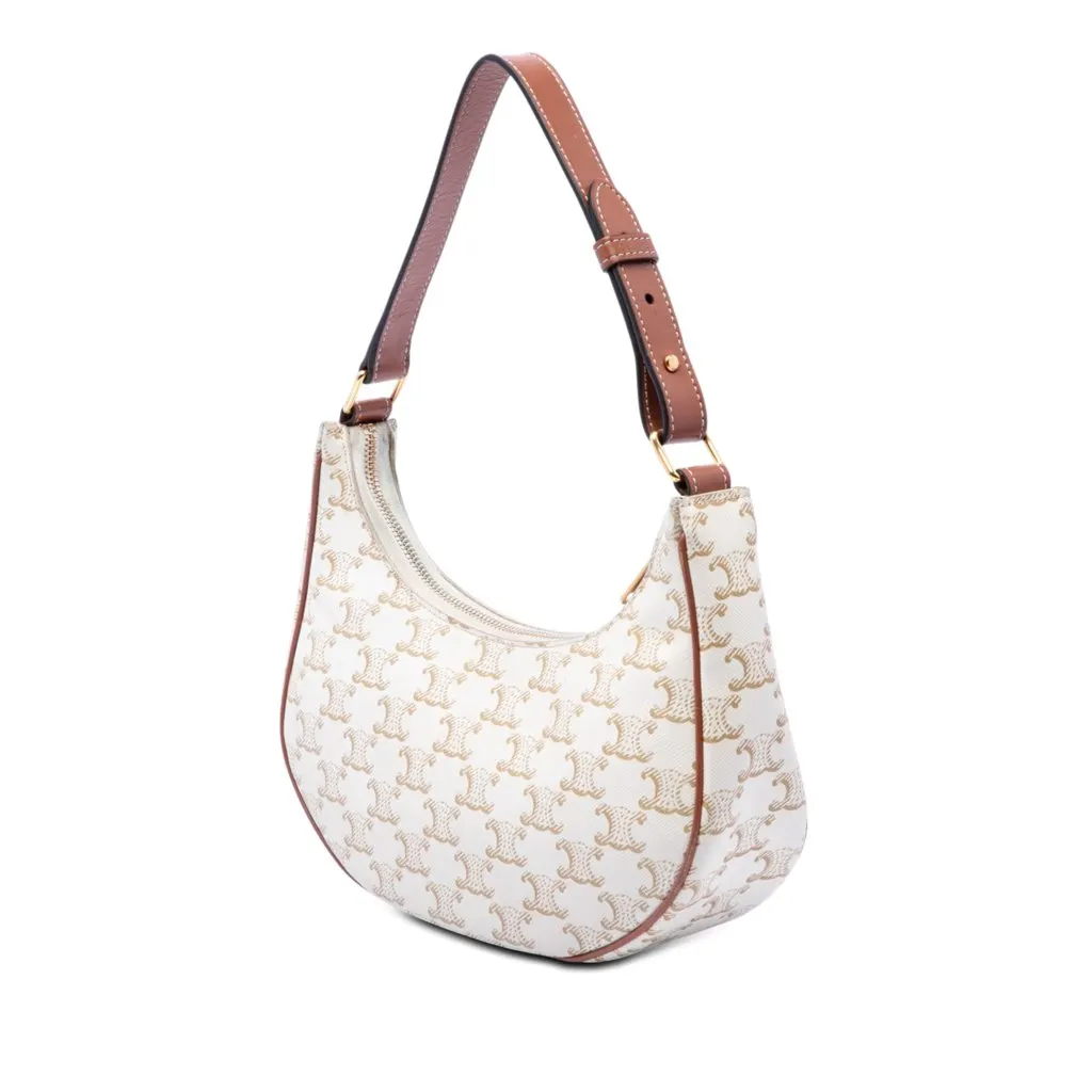 Celine Triomphe Coated Canvas Ava Shoulder Bag Brown Very good - Back View