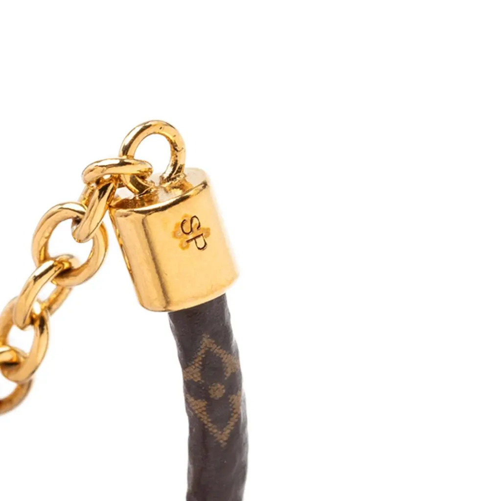 Louis Vuitton Monogram and Gold Plated Blooming Heart Charm Bracelet Brown Very good - Box View