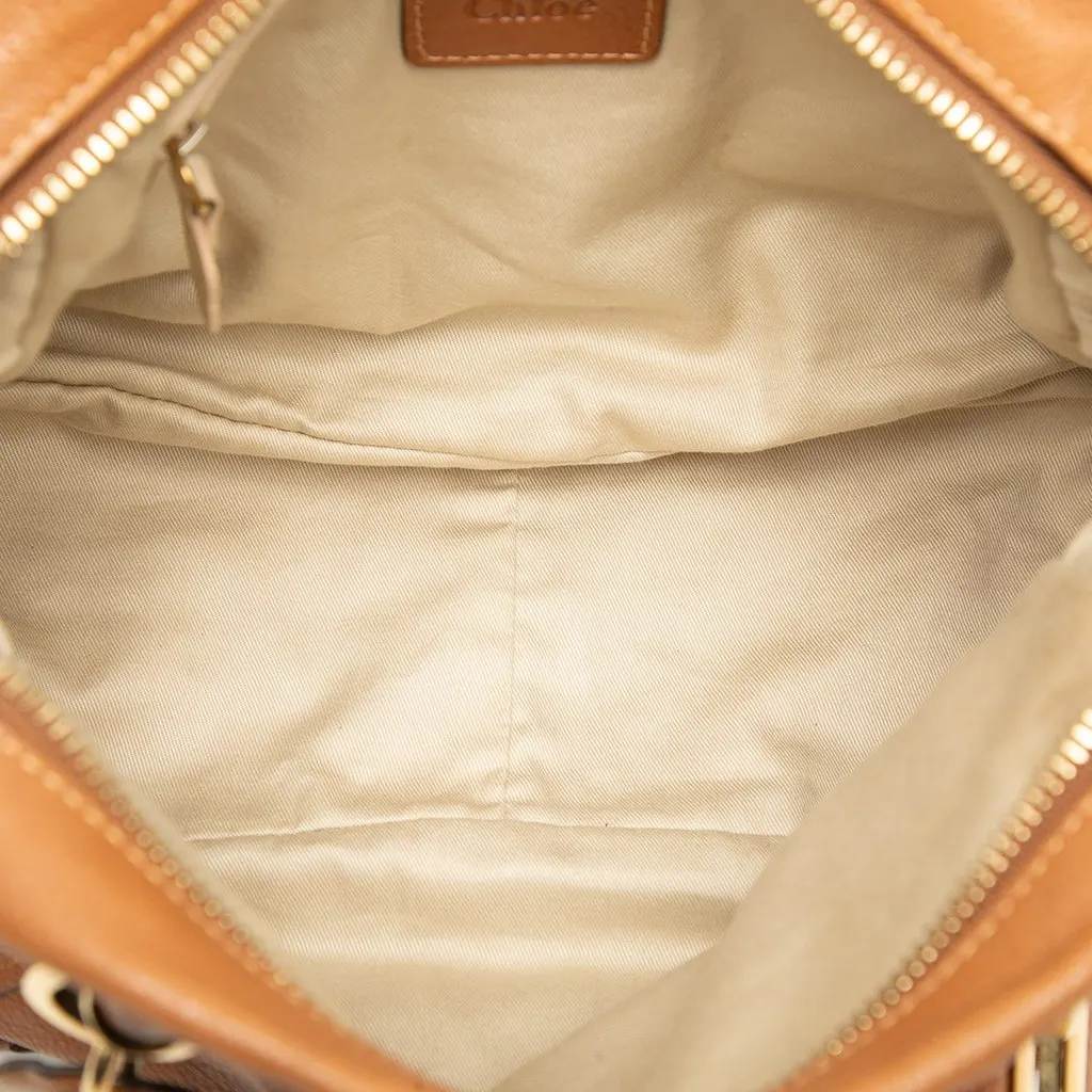 Chloé Medium Leather Paraty Satchel Brown Leather Good - Model View