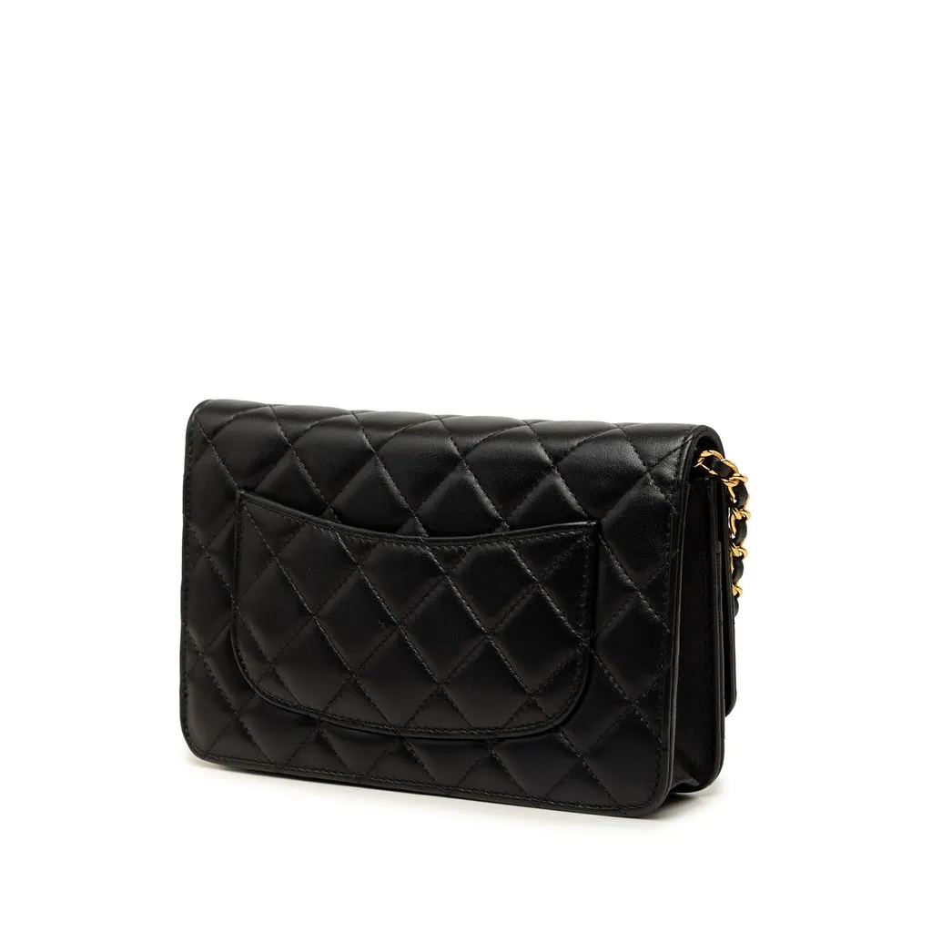 Chanel CC Quilted Lambskin Wallet On Chain Black Leather Very good - Back View