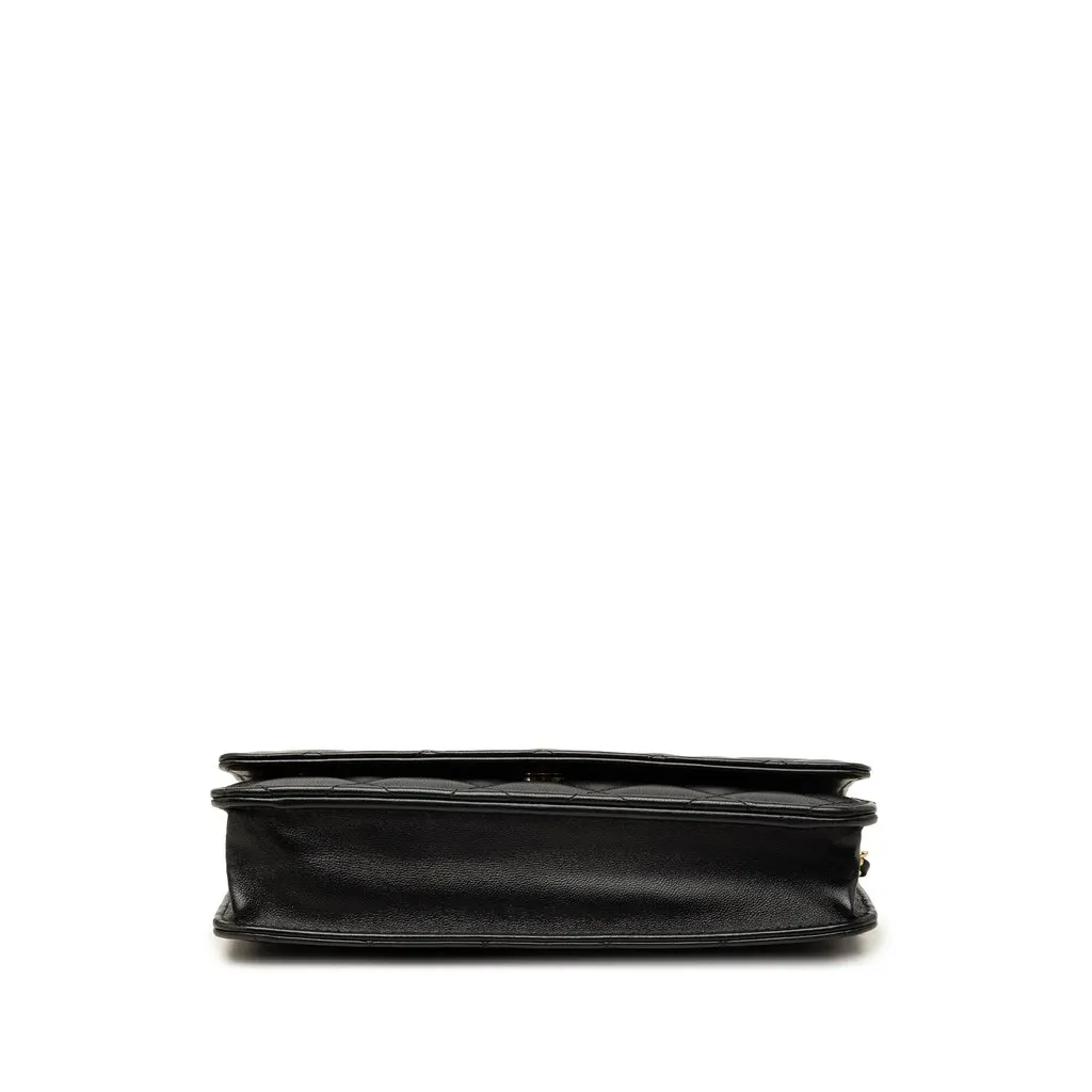 Chanel CC Quilted Lambskin Wallet On Chain Black Leather Very good - Inside View