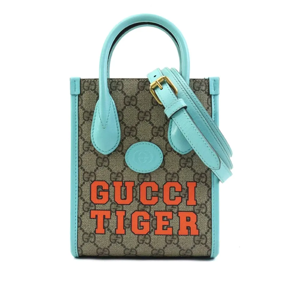 Gucci Mini GG Supreme Web Tiger Retro Interlocking G Satchel Beige Very good - Front View