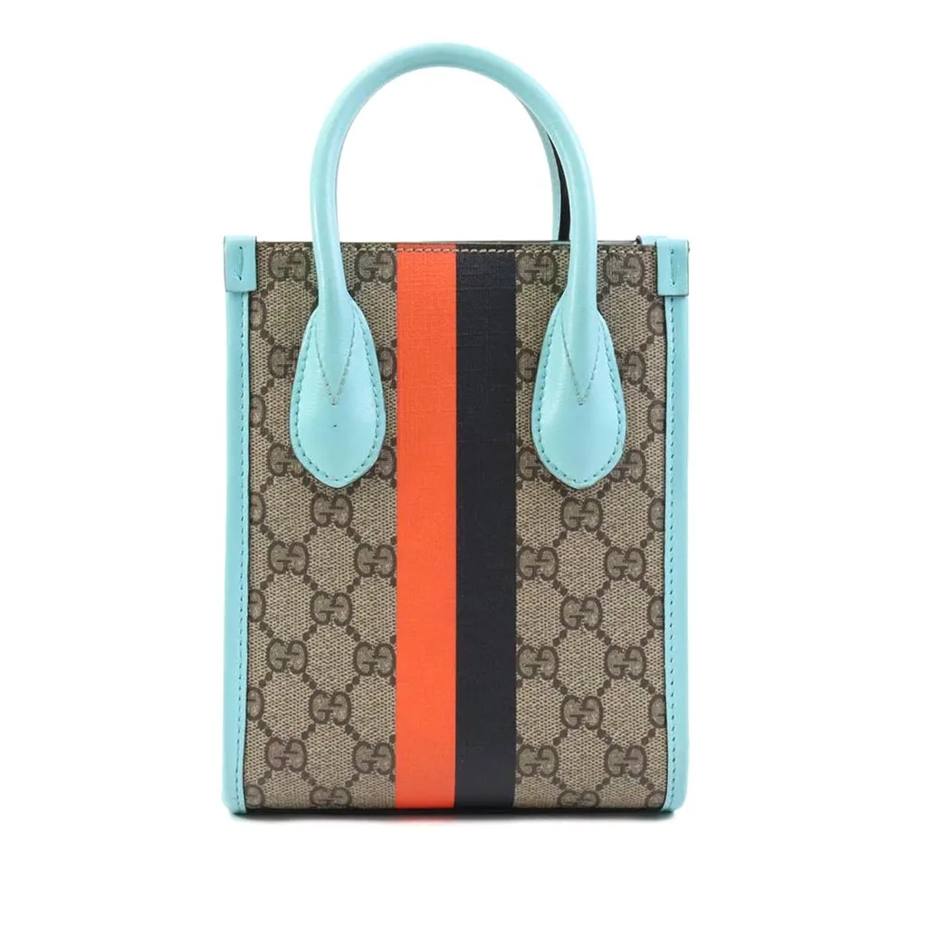 Gucci Mini GG Supreme Web Tiger Retro Interlocking G Satchel Beige Very good - Back View