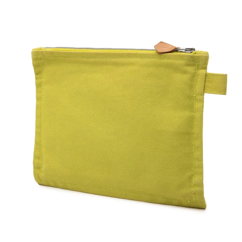 Hermès Toile Bora Bora Zip Pouch PM Green Canvas Very good - Back View