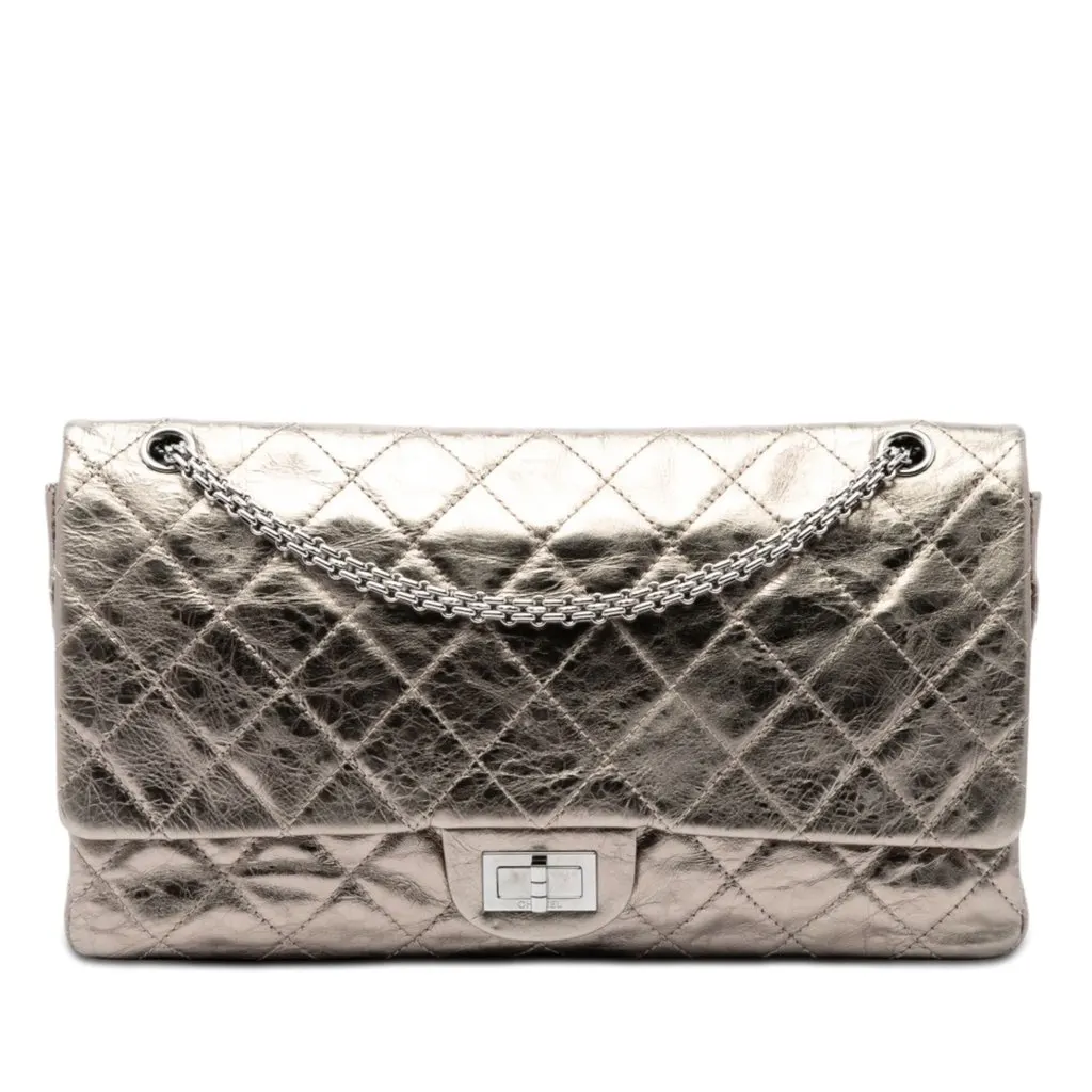 Chanel Metallic Aged Calfskin Reissue 2.55 Double Flap 227 Gold Leather Very good - Front View