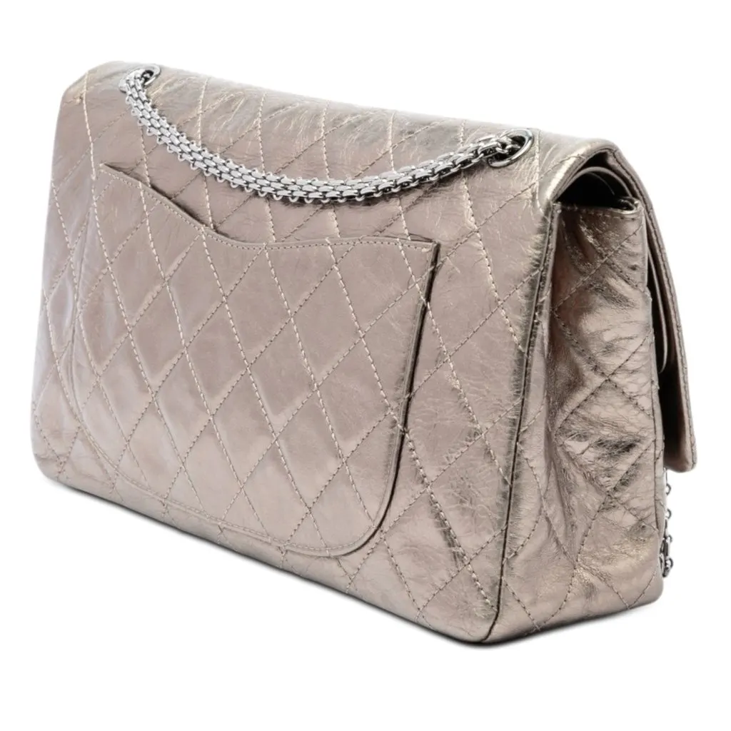 Chanel Metallic Aged Calfskin Reissue 2.55 Double Flap 227 Gold Leather Very good - Back View