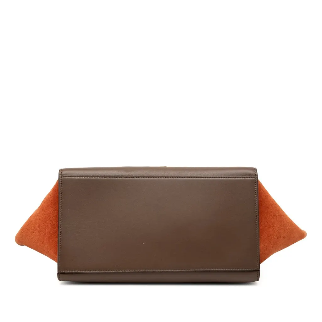 Celine Small Tricolor Leather Trapeze Satchel Brown Leather Very good - Inside View