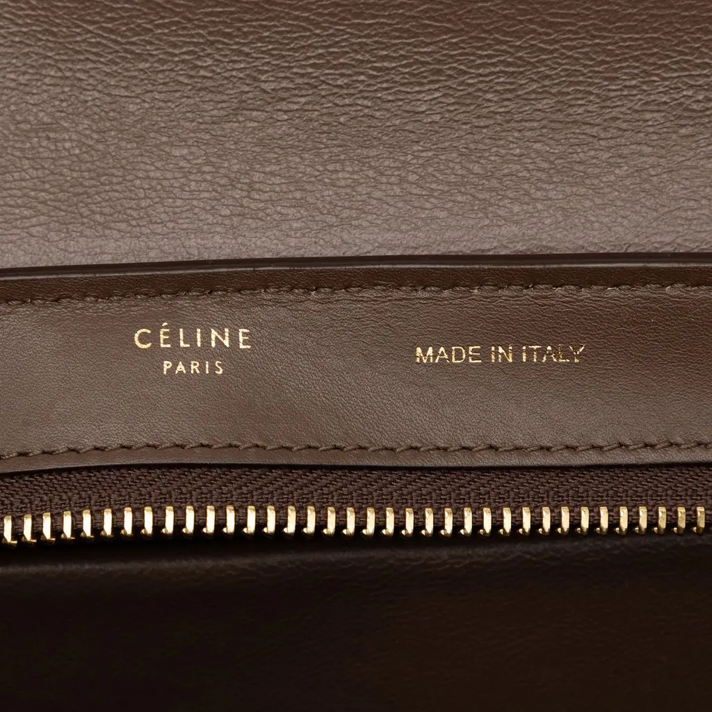 Celine Small Tricolor Leather Trapeze Satchel Brown Leather Very good - Box View