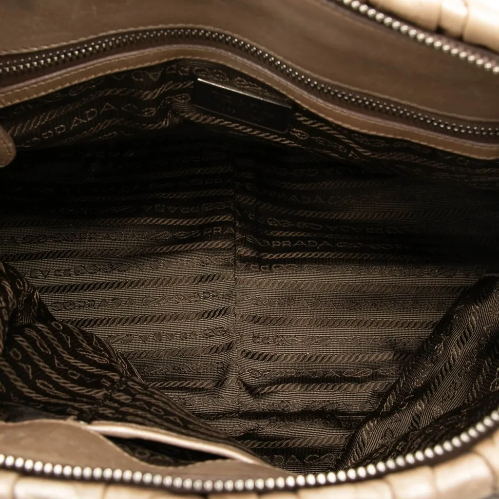 Prada Nappa Gaufre Satchel Gold Leather Very good - Model View