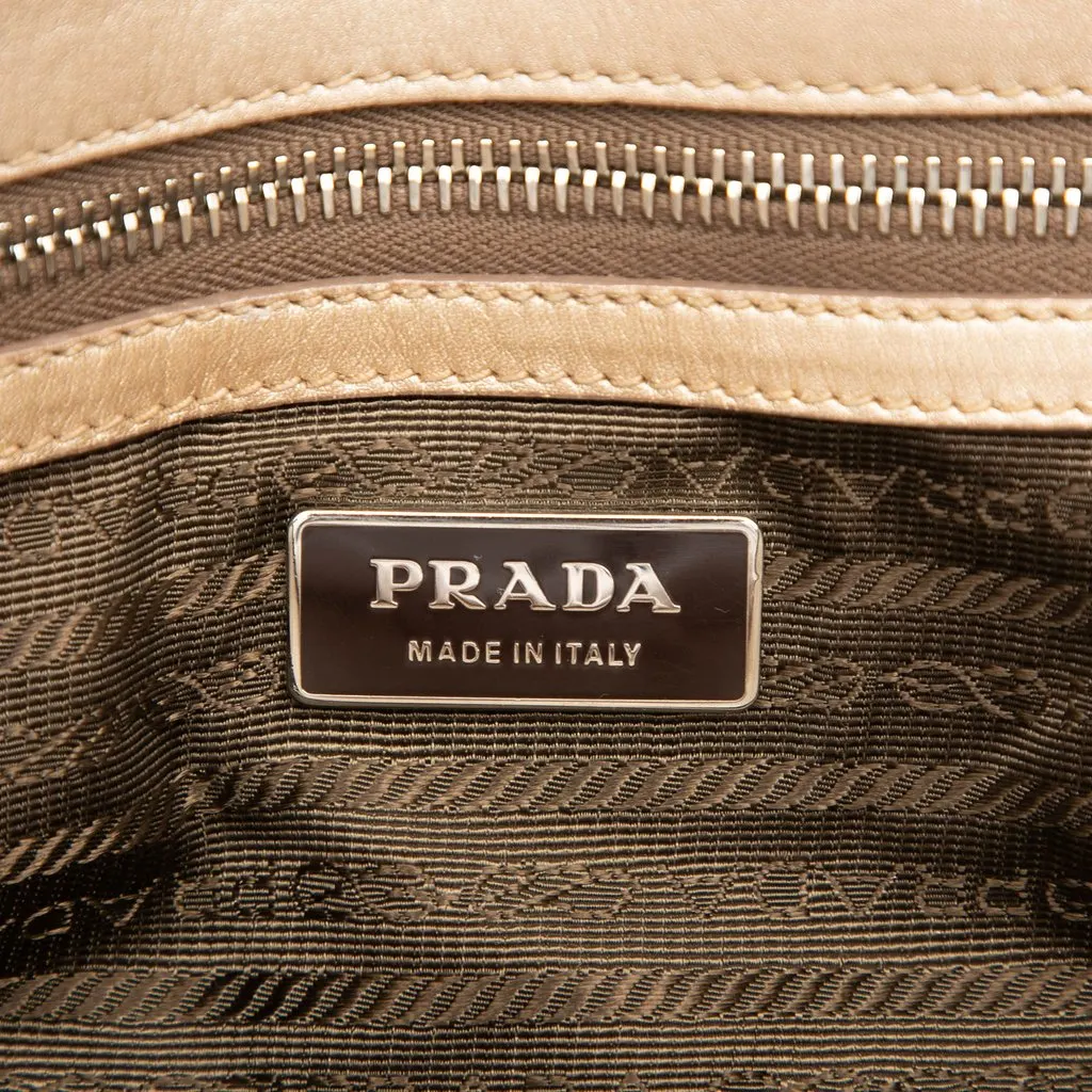 Prada Nappa Gaufre Satchel Gold Leather Very good - Box View