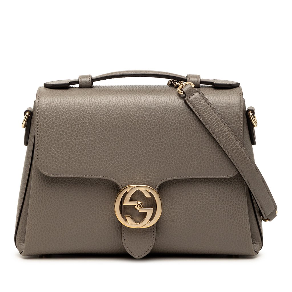 Gucci Small Dollar Calf Interlocking G Satchel Brown Medium