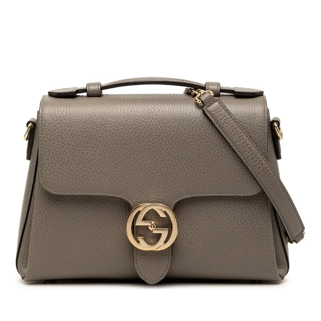 Gucci Small Dollar Calf Interlocking G Satchel Brown Leather Very good - Front View