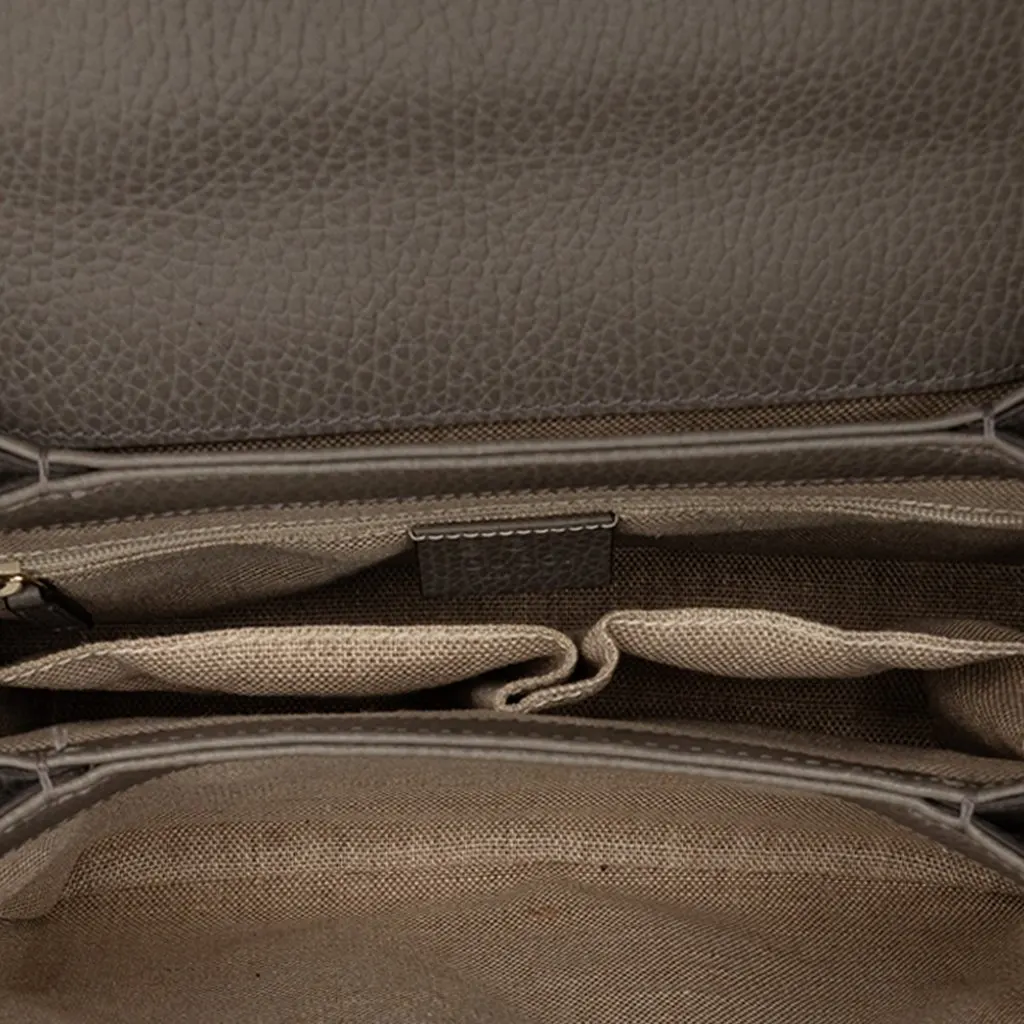 Gucci Small Dollar Calf Interlocking G Satchel Brown Leather Very good - Model View