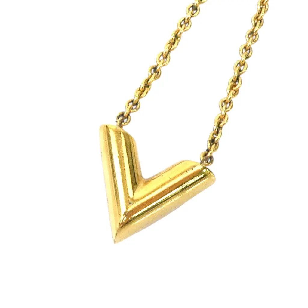 Louis Vuitton Gold Plated Essential V Necklace Gold Metal Good - Inside View