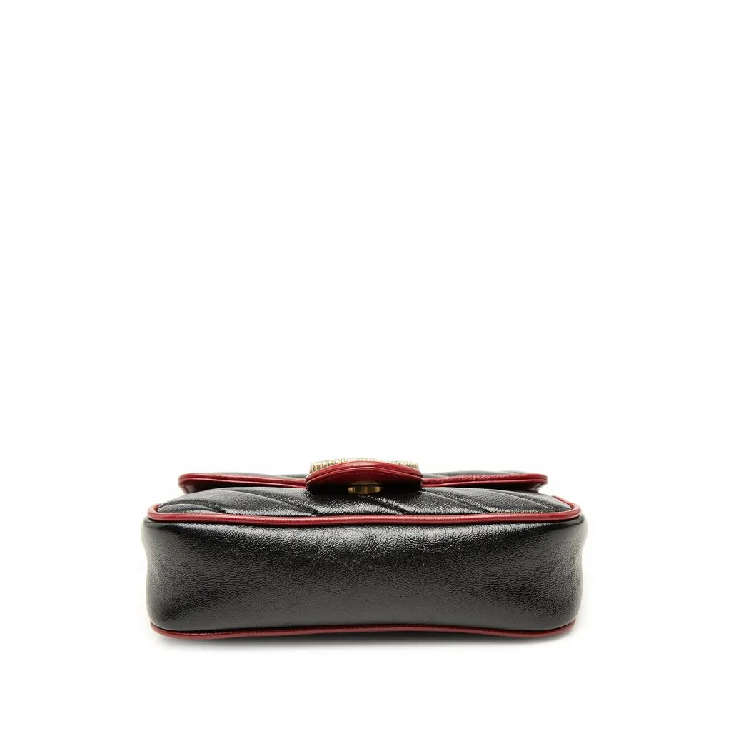 Gucci Super Mini GG Marmont Matelasse Leather Torchon Flap Crossbody Black Leather Very good - Inside View
