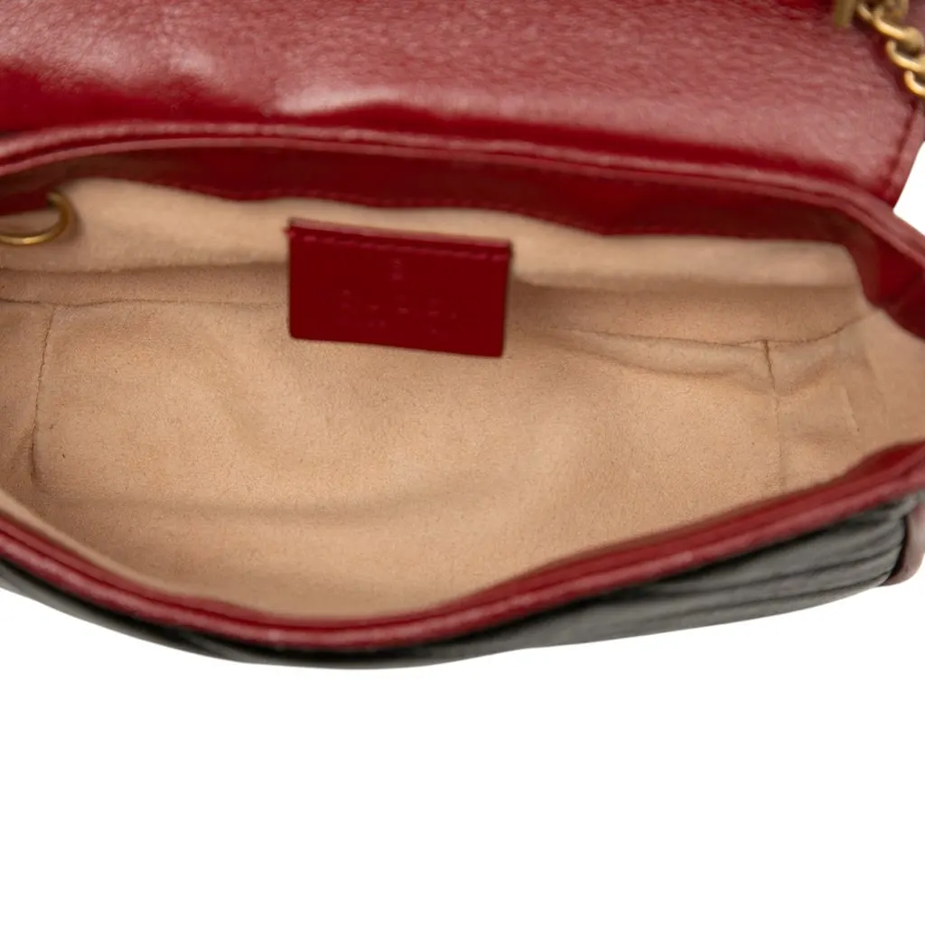 Gucci Super Mini GG Marmont Matelasse Leather Torchon Flap Crossbody Black Leather Very good - Model View