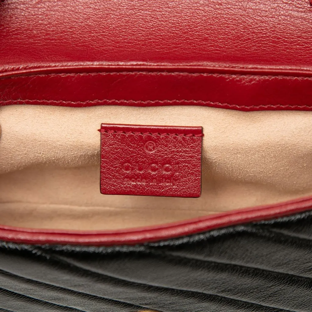 Gucci Super Mini GG Marmont Matelasse Leather Torchon Flap Crossbody Black Leather Very good - Box View