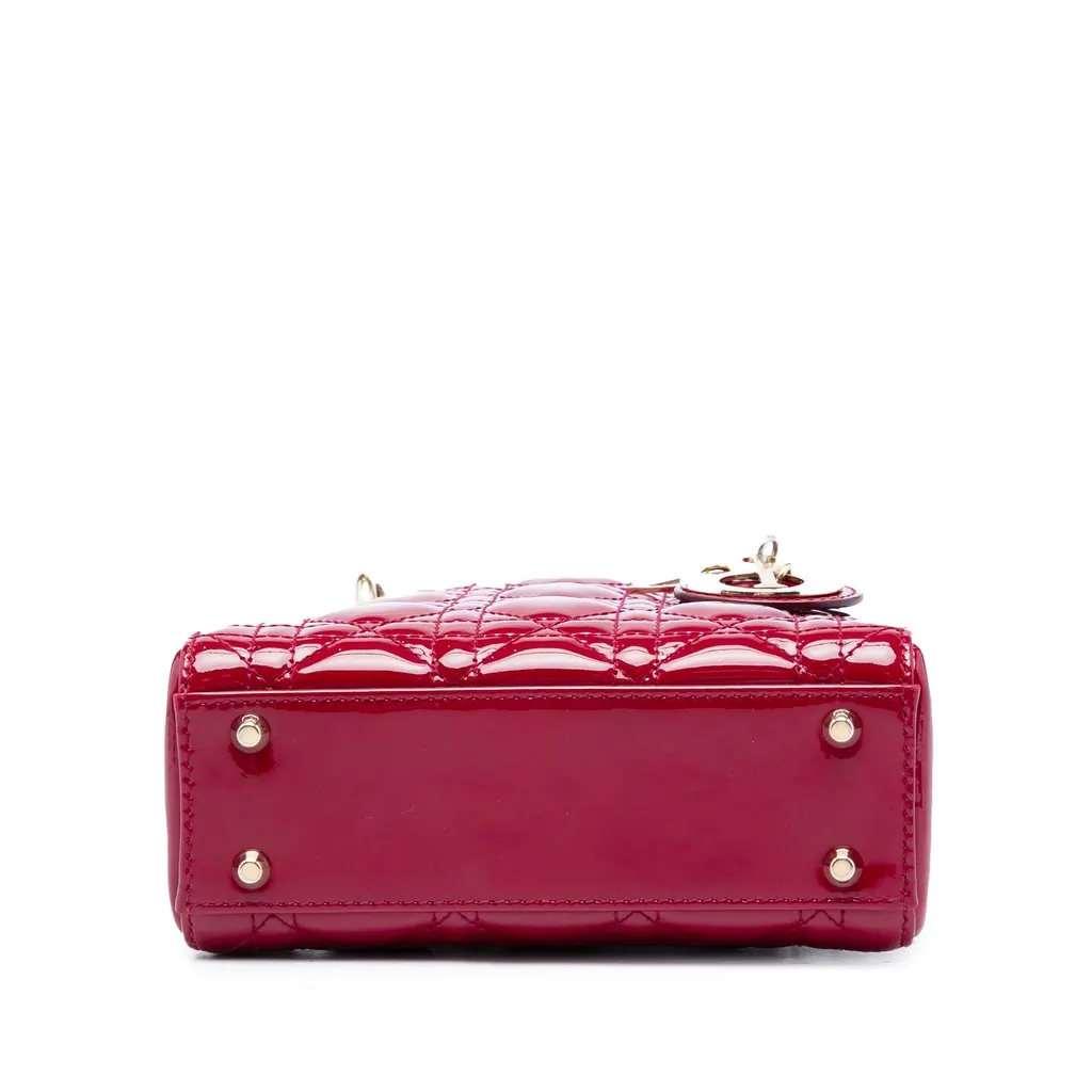 Dior Mini Patent Cannage Lady Dior Red Leather Very good - Inside View