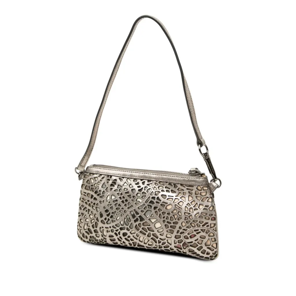 Burberry Supernova Check Cutout Leather Pochette Silver Leather Very good - Back View