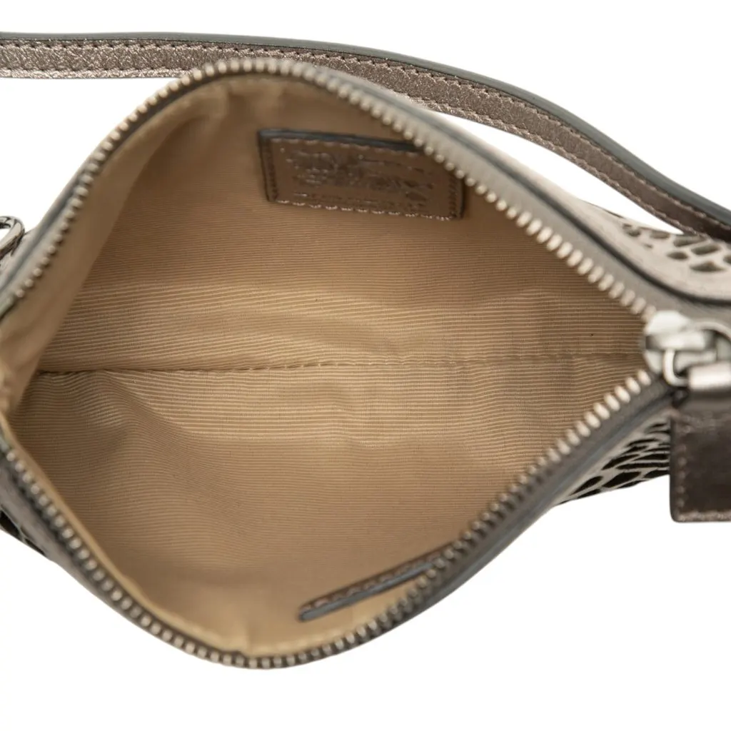 Burberry Supernova Check Cutout Leather Pochette Silver Leather Very good - Model View