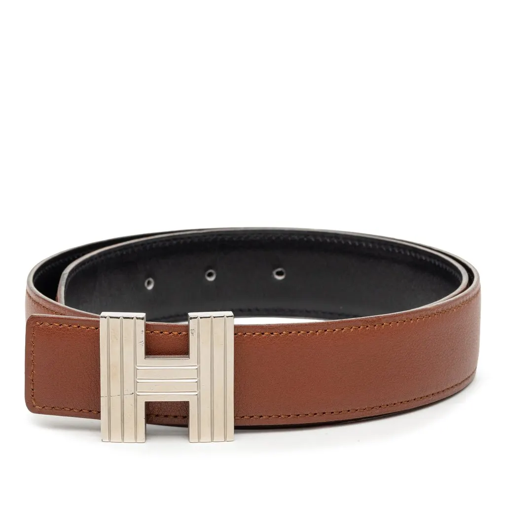 Hermès Chevre Mysore Cadena H Reversible Belt Brown Leather Good - Front View