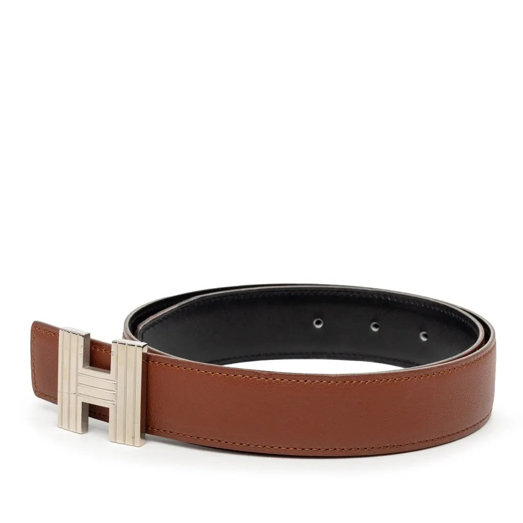 Hermès Chevre Mysore Cadena H Reversible Belt Brown Leather Good - Back View