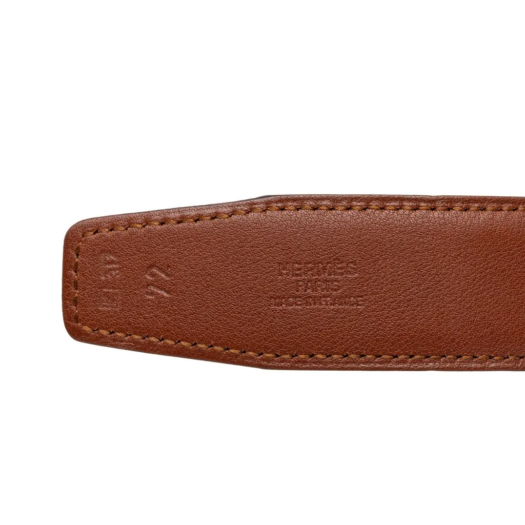 Hermès Chevre Mysore Cadena H Reversible Belt Brown Leather Good - Model View