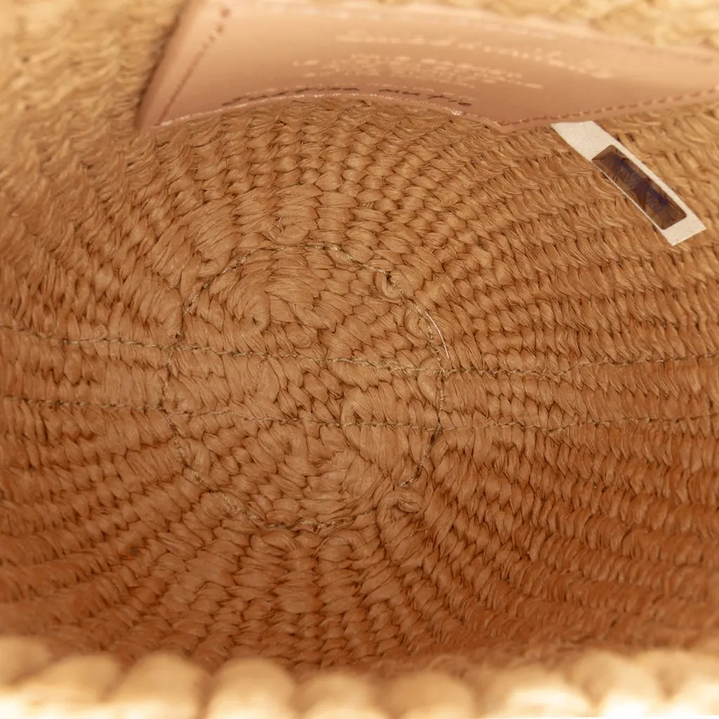 Chloé Mifuko Mini Raffia Horse Medal Basket Bag Beige Rattan Good - Model View