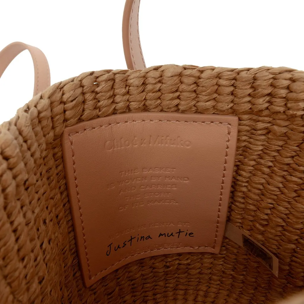 Chloé Mifuko Mini Raffia Horse Medal Basket Bag Beige Rattan Good - Box View