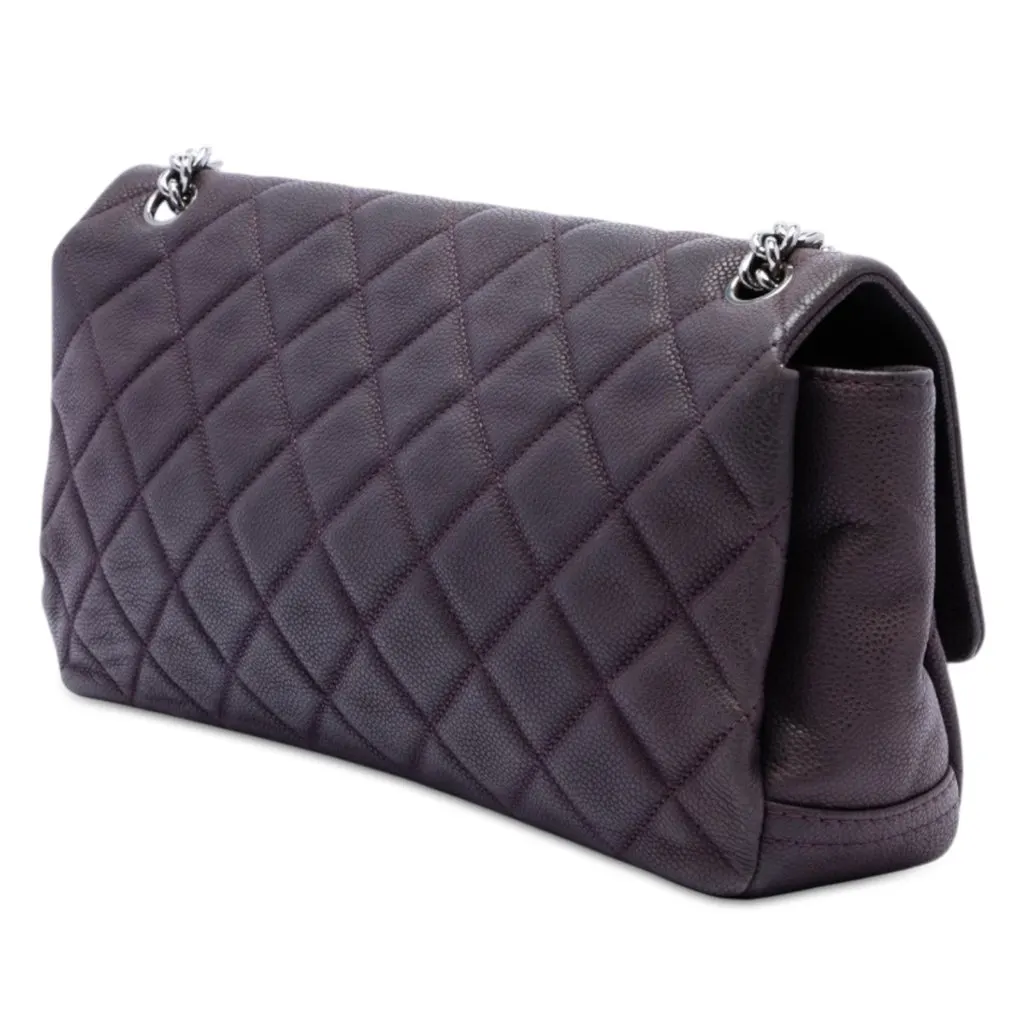 Chanel Matte Quilted Caviar Leather Lady Pearly Flap Purple Leather Very good - Back View