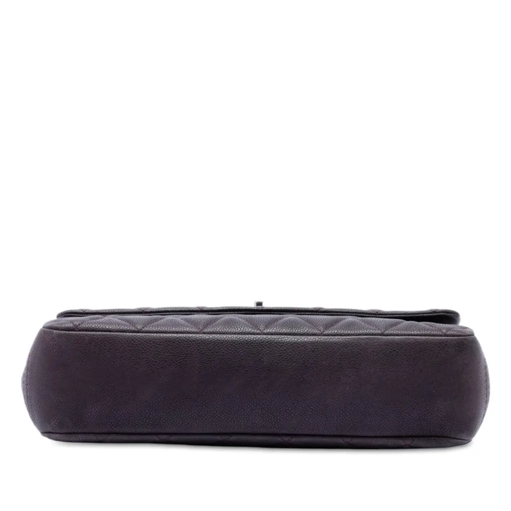 Chanel Matte Quilted Caviar Leather Lady Pearly Flap Purple Leather Very good - Inside View