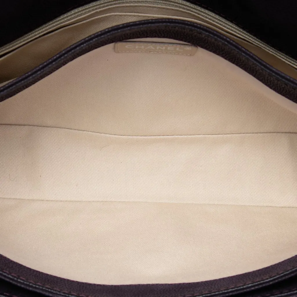 Chanel Matte Quilted Caviar Leather Lady Pearly Flap Purple Leather Very good - Model View