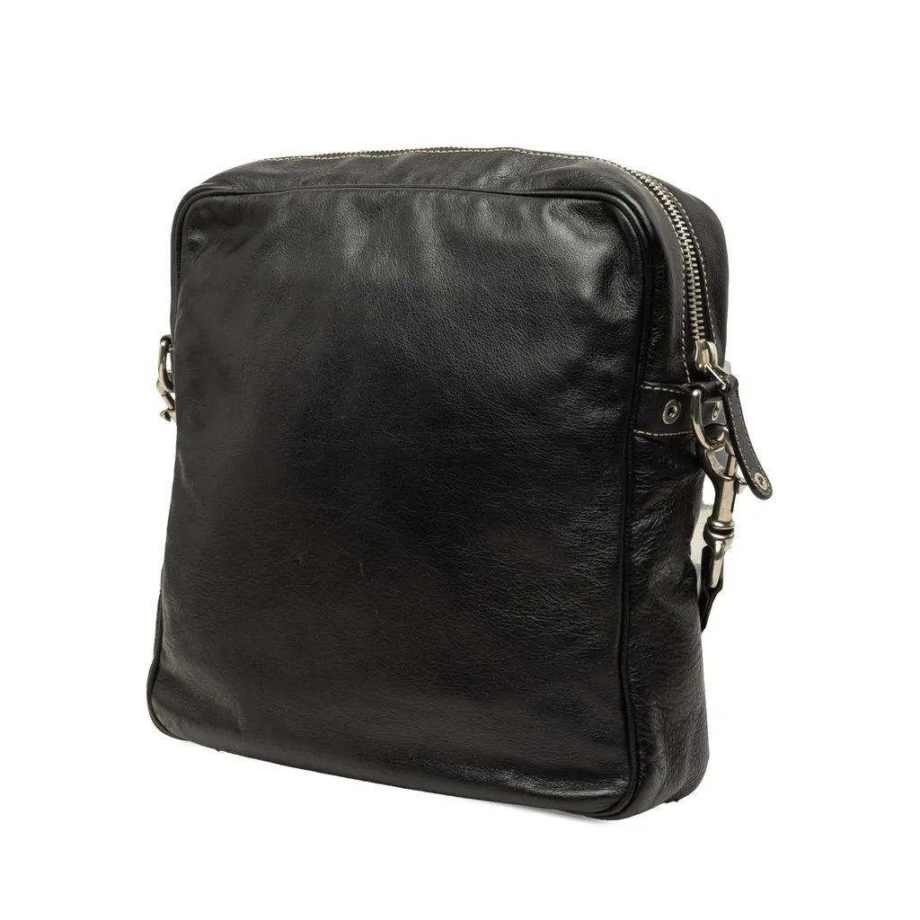 Gucci Calfskin Crossbody Black Leather Good - Back View