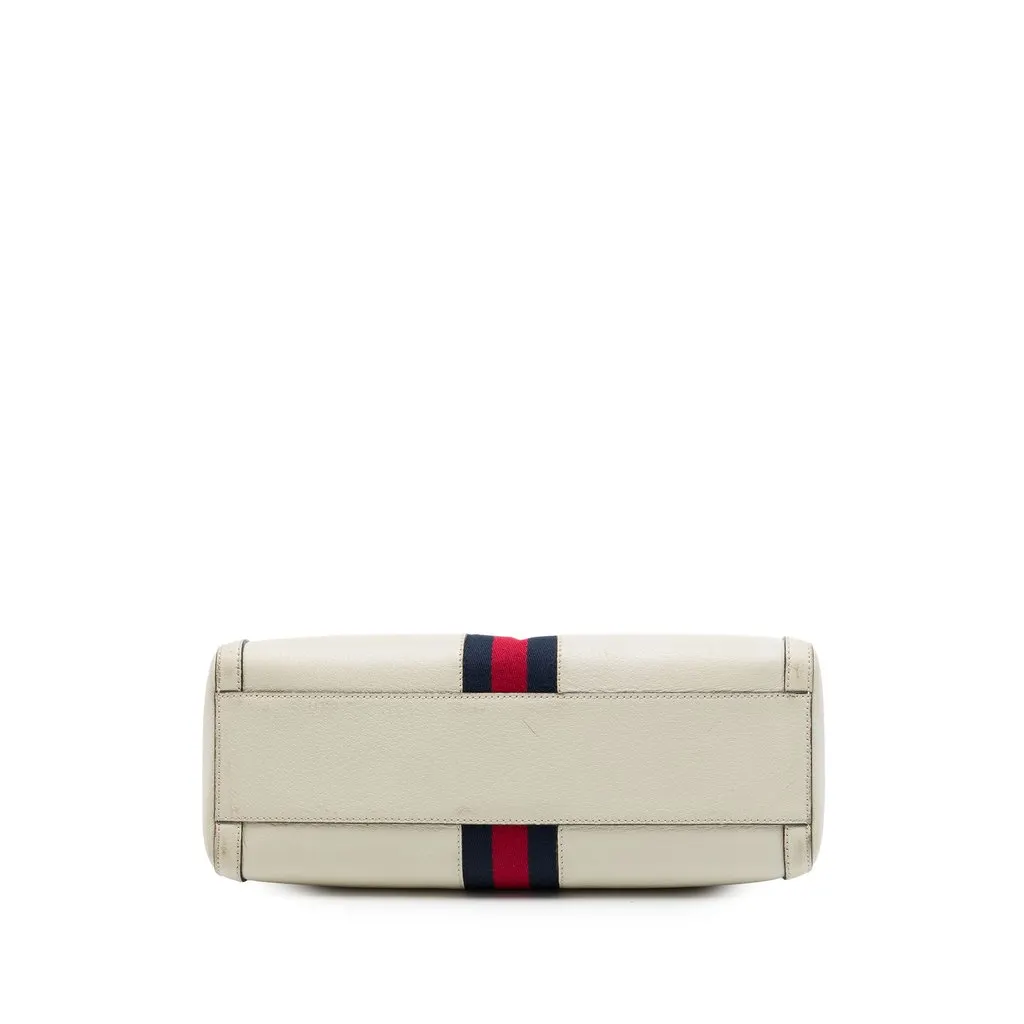 Gucci Medium Calfskin Web Ophidia Top Handle Bag White Leather Good - Inside View