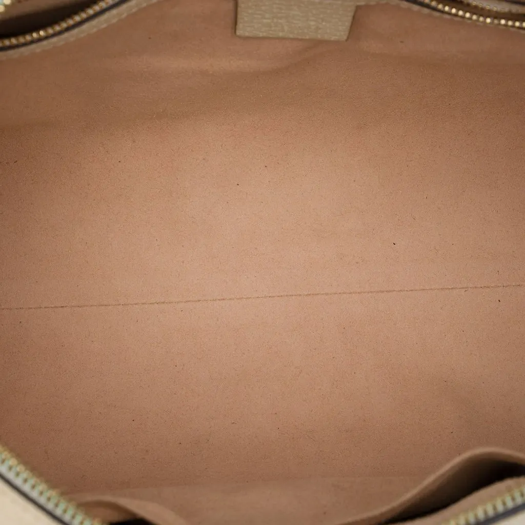 Gucci Medium Calfskin Web Ophidia Top Handle Bag White Leather Good - Model View