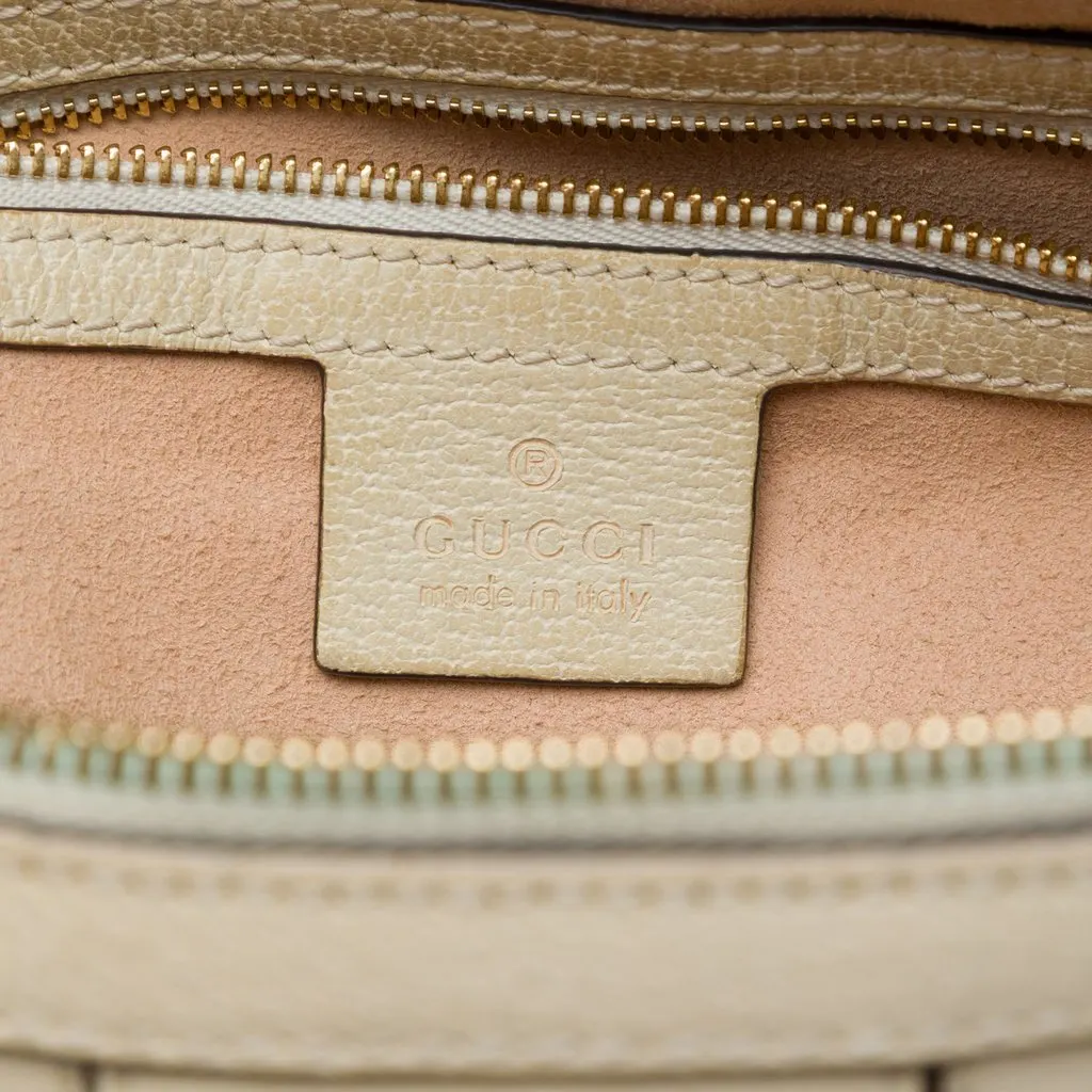 Gucci Medium Calfskin Web Ophidia Top Handle Bag White Leather Good - Box View
