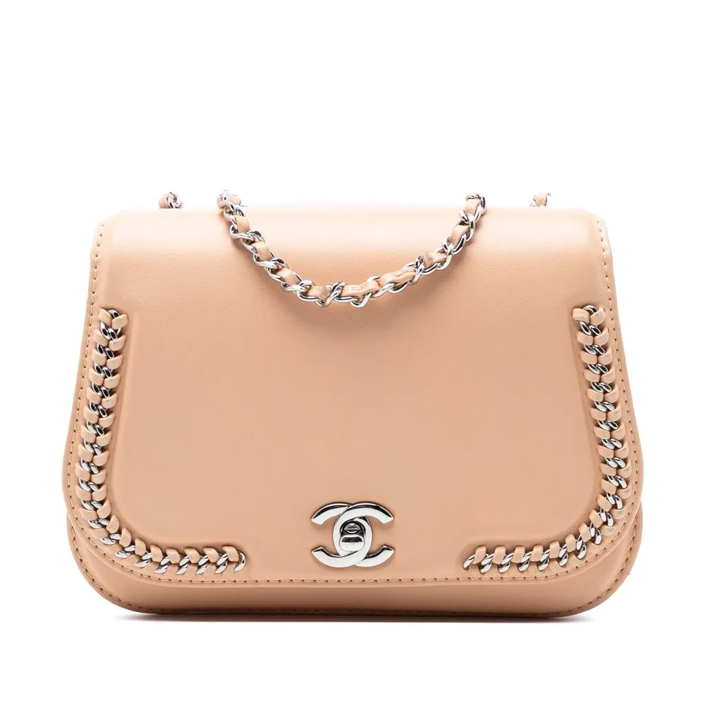 Chanel Small Calfskin Braided Chic Flap Brown Leather Very good - Front View