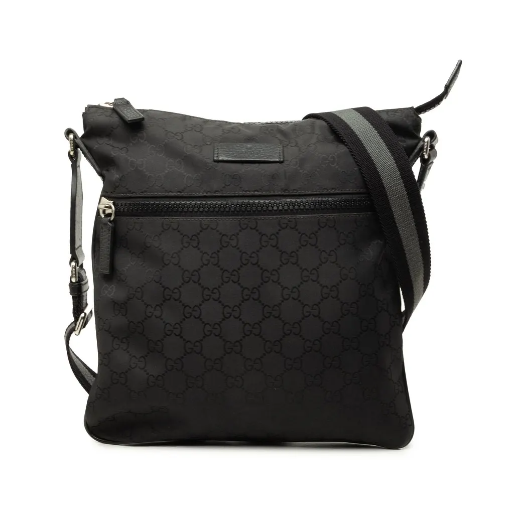Gucci GG Nylon Web Crossbody Black Polyamide Good - Front View