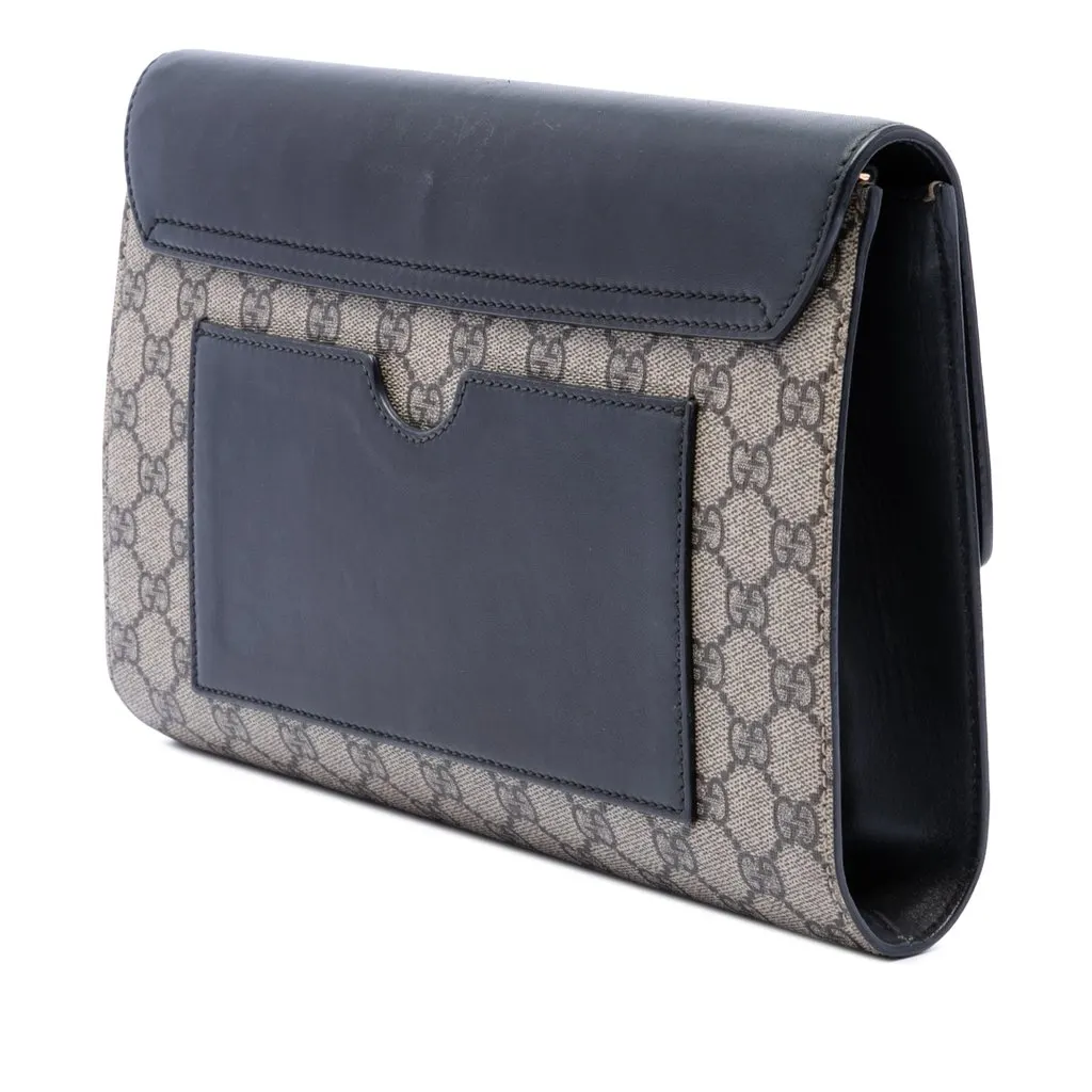 Gucci GG Supreme Padlock Clutch Beige Canvas Good - Back View