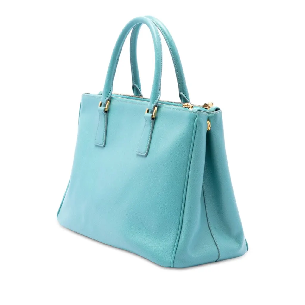 Prada Medium Saffiano Lux Galleria Double Zip Satchel Blue Leather Very good - Back View