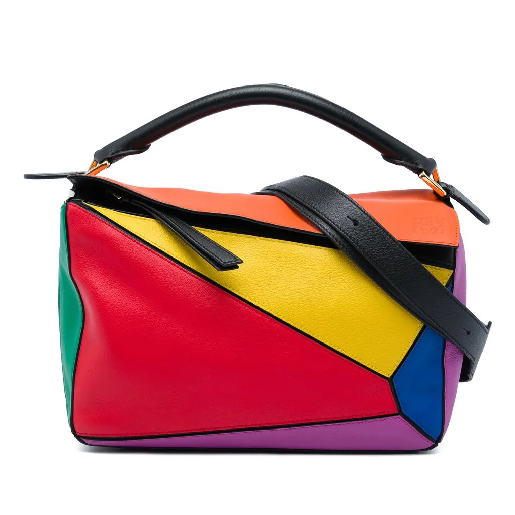 Loewe Small Calfskin Rainbow Puzzle Satchel MultiColor Leather Very good - Front View