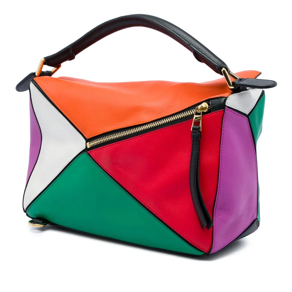 Loewe Small Calfskin Rainbow Puzzle Satchel MultiColor Leather Very good - Back View