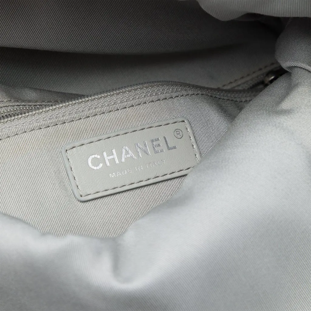 Chanel Quilted Lambskin Grip Clutch Silver Leather Very good - Box View