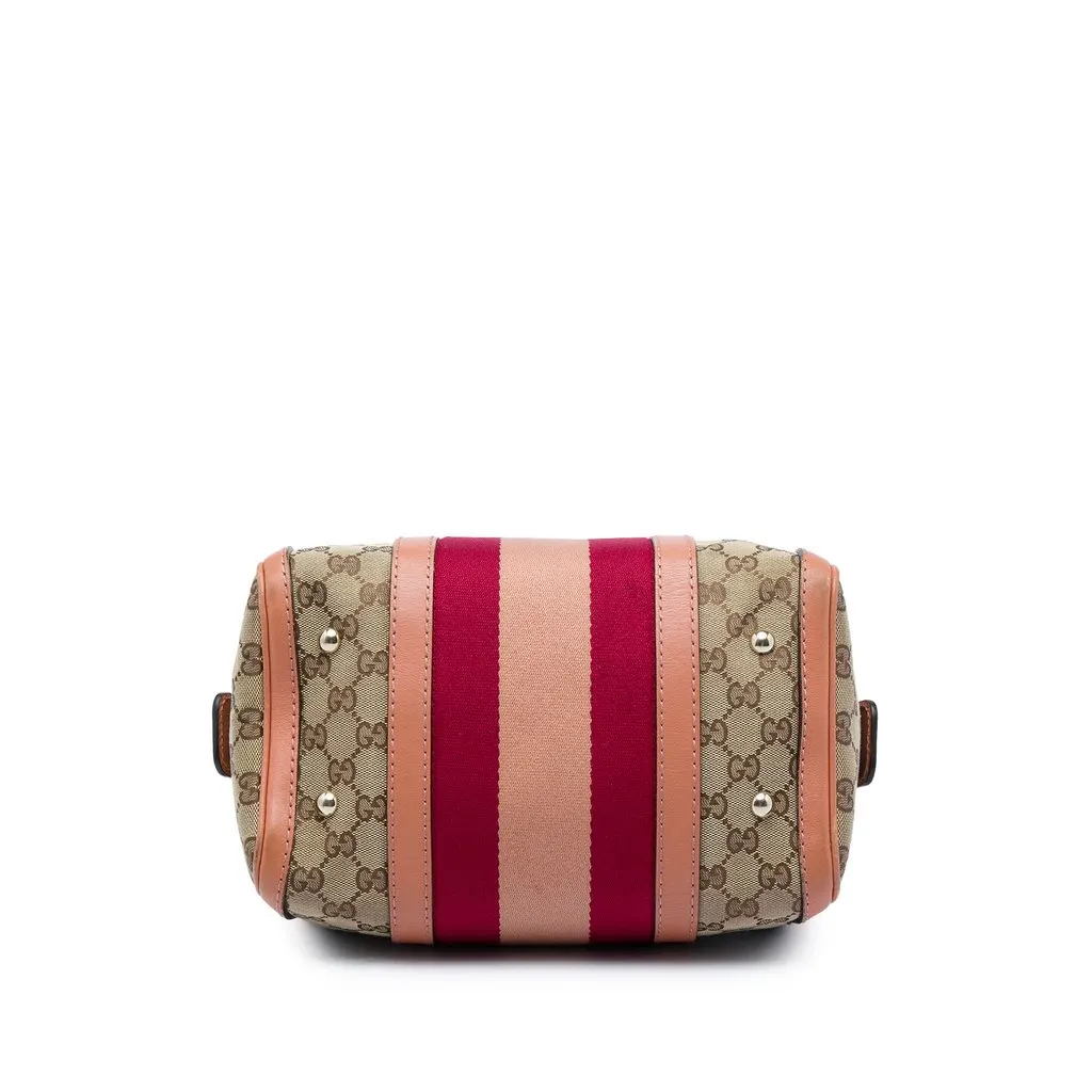 Gucci Small GG Canvas Web Joy Boston Bag Beige Canvas Good - Inside View